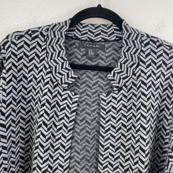 Tahari Womens Plus 2X Chevron Open Front Cardigan Jacket Pockets Coatigan - Picture 8 of 11